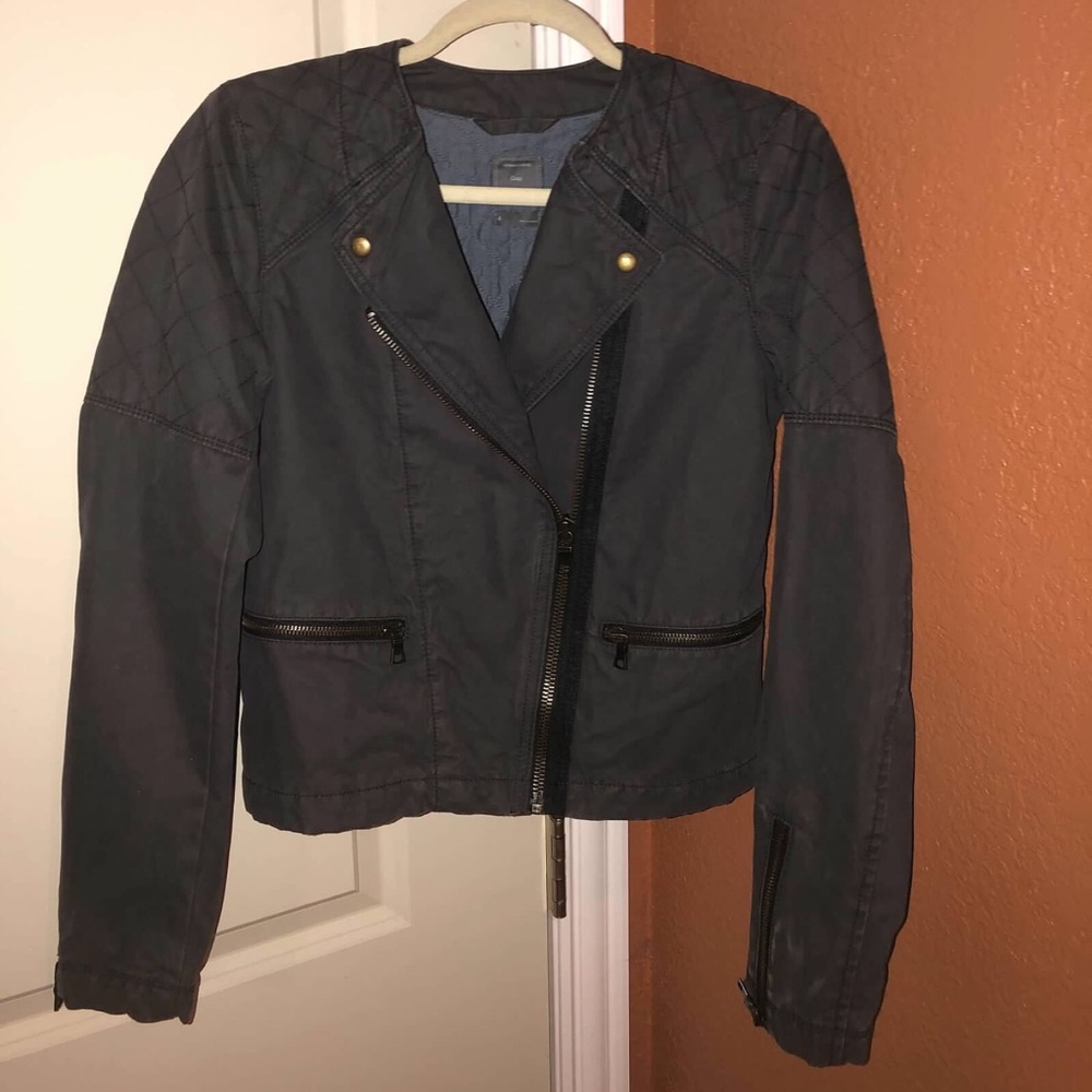 Size 4 (Small) Blue Quilted Moto Jacket